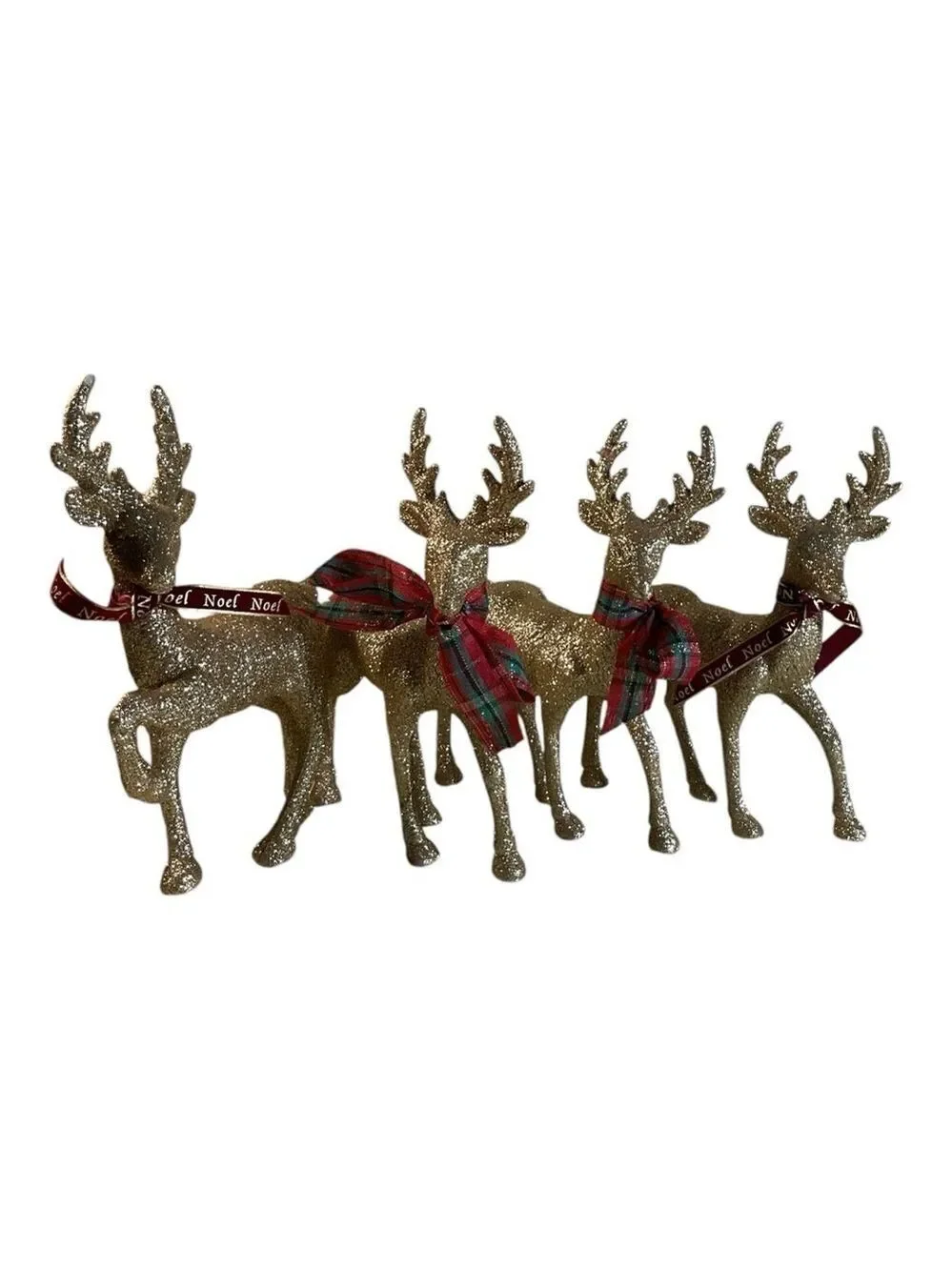 Christmas Decor Reindeer set of 4 gold glitter